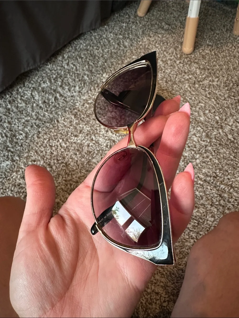 Barton Perreira Black Cat-Eye Sunglasses with Gold Trim